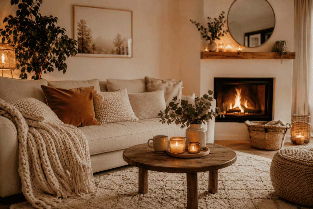 salon cosy bien décoré